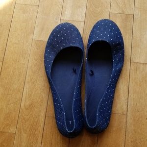 Navy Blue and White Polka Dot Flats